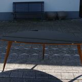 Vintage coffee table in black opaline beech in organic shape 1950