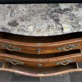 Bordeaux inlaid chest of drawers with marble and bronze ornament