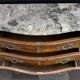 Bordeaux inlaid chest of drawers with marble and bronze ornament