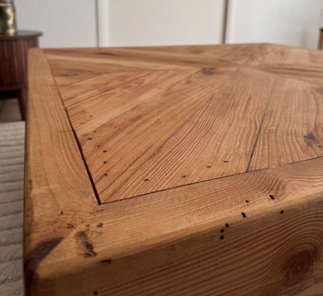 Raw wood coffee table