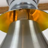 Scandinavian space age pendant lamp by Bent Nordsted for Lyskaer brushed steel 70s