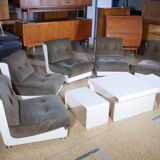 Italian Modular Space Age Design Sofa Set Chairs, Couch & Tables 1970s