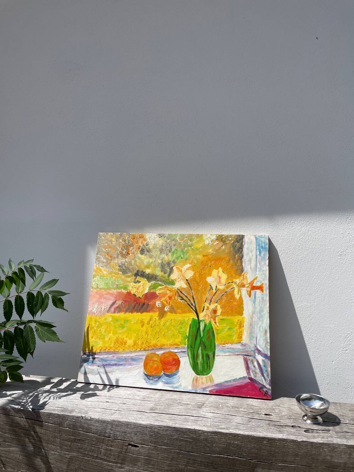 Still life painting with bouquet oil on canvas