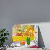 Still life painting with bouquet oil on canvas