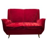 Italian Two-Seater Red Sofa from by I.S.A. Bergamo, 1950s