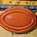 Large thick oval serving dish, Provence ceramic fleur-de-lis