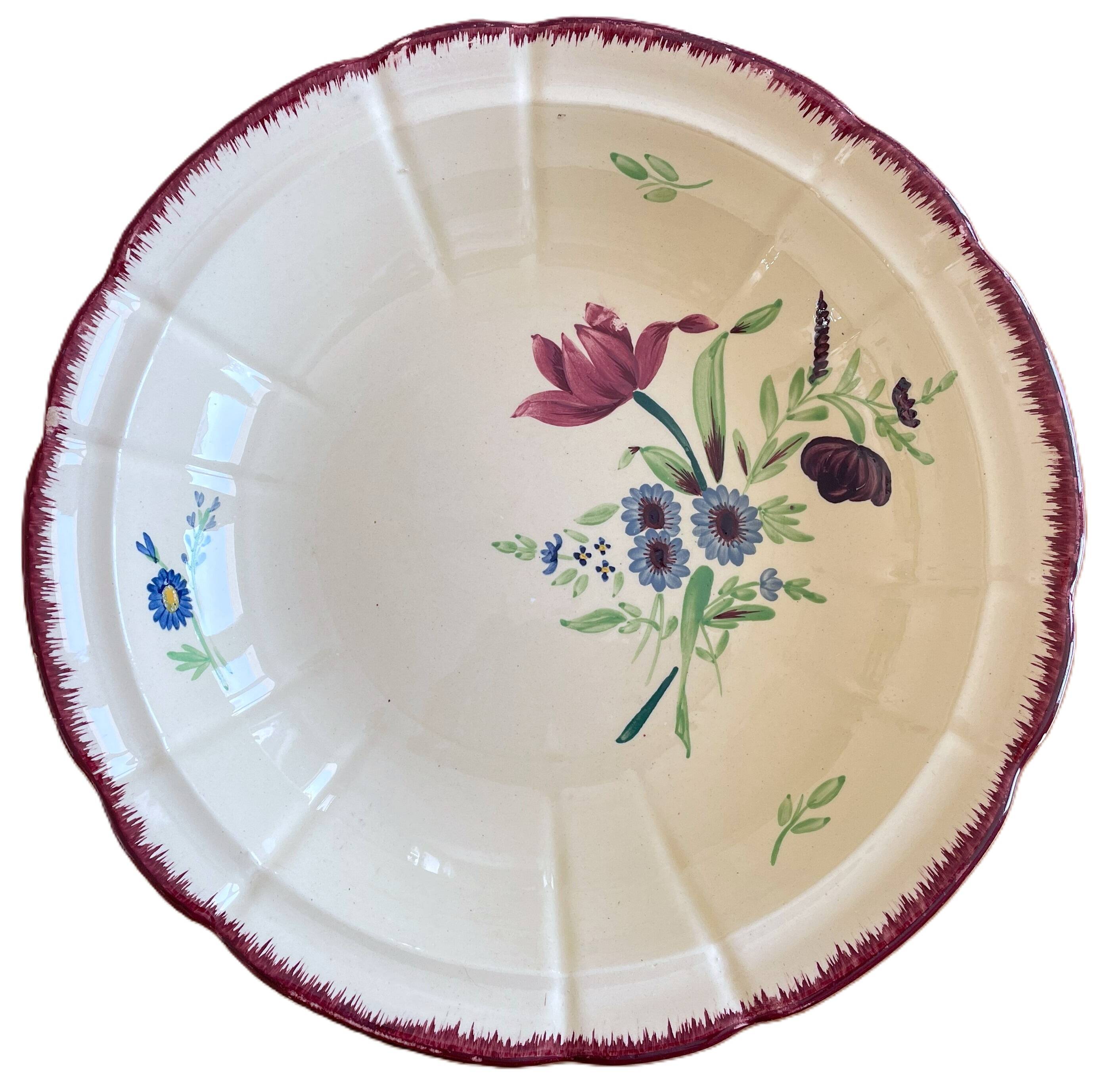 Antique earthenware salad bowl from pexonne (lorraine)