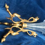 Vase cornet en cristal et bronze XIX eme