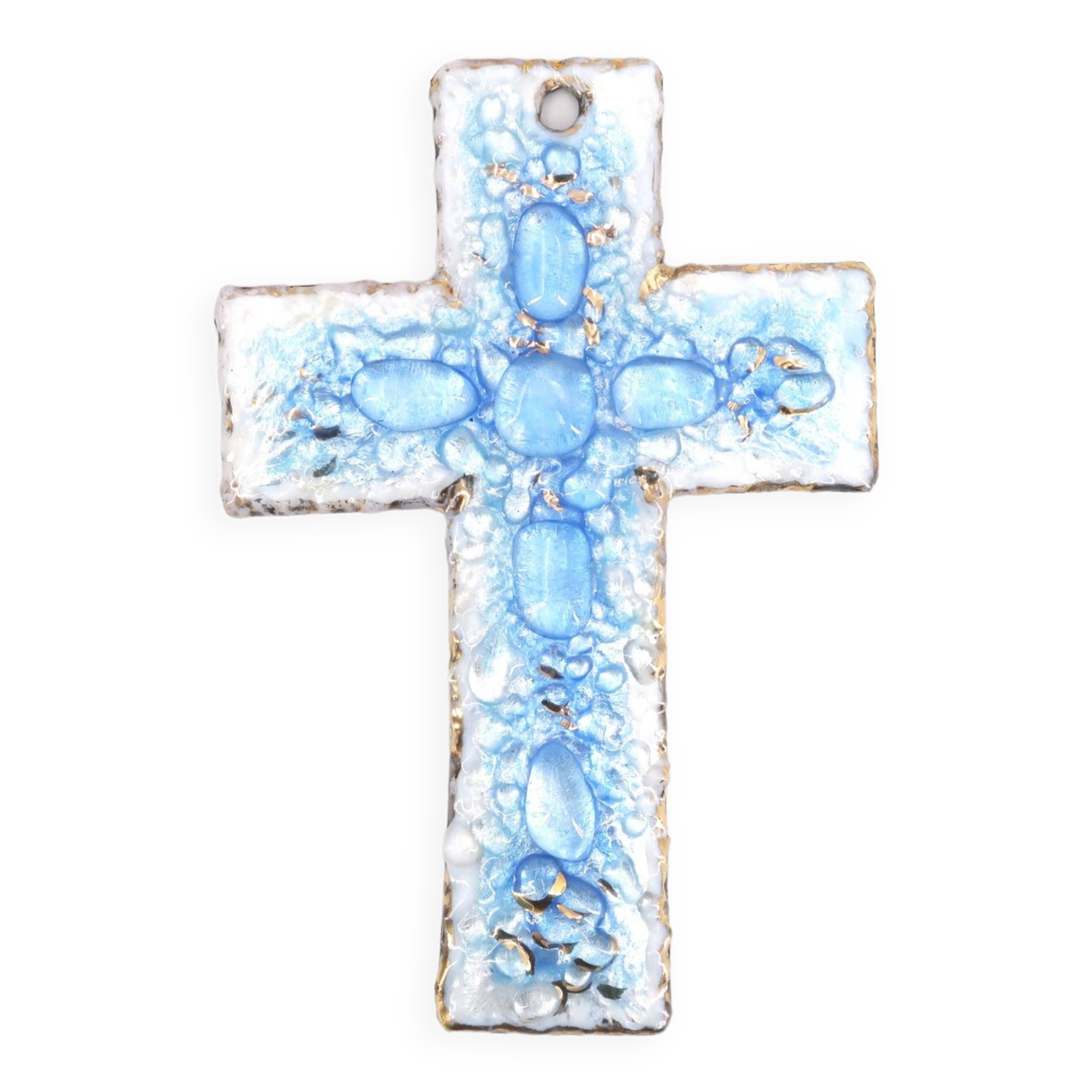 Wall cross by Louise Arnaud, Limoges art enamels, 1970s