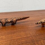Vintage Australian Aboriginal Art Carved Wooden Animal Figurines, Set of 2