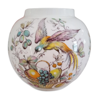 Vase English porcelain ball "Roy Kirkham Pottery" decorated birds and pastel branches