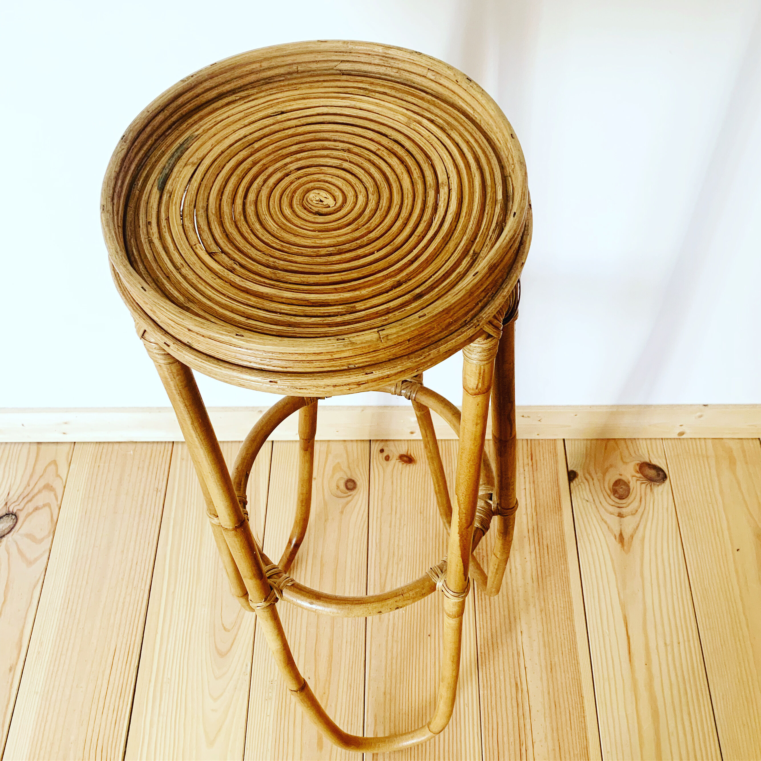 Vintage rattan plant holder
