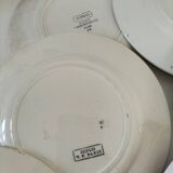 Set of 8 ironstone plates with coordinated designs.