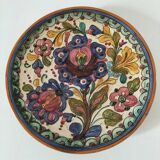 Spanish earthenware plate, hand-painted floral decoration.
