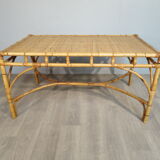 Rattan table, 70s
