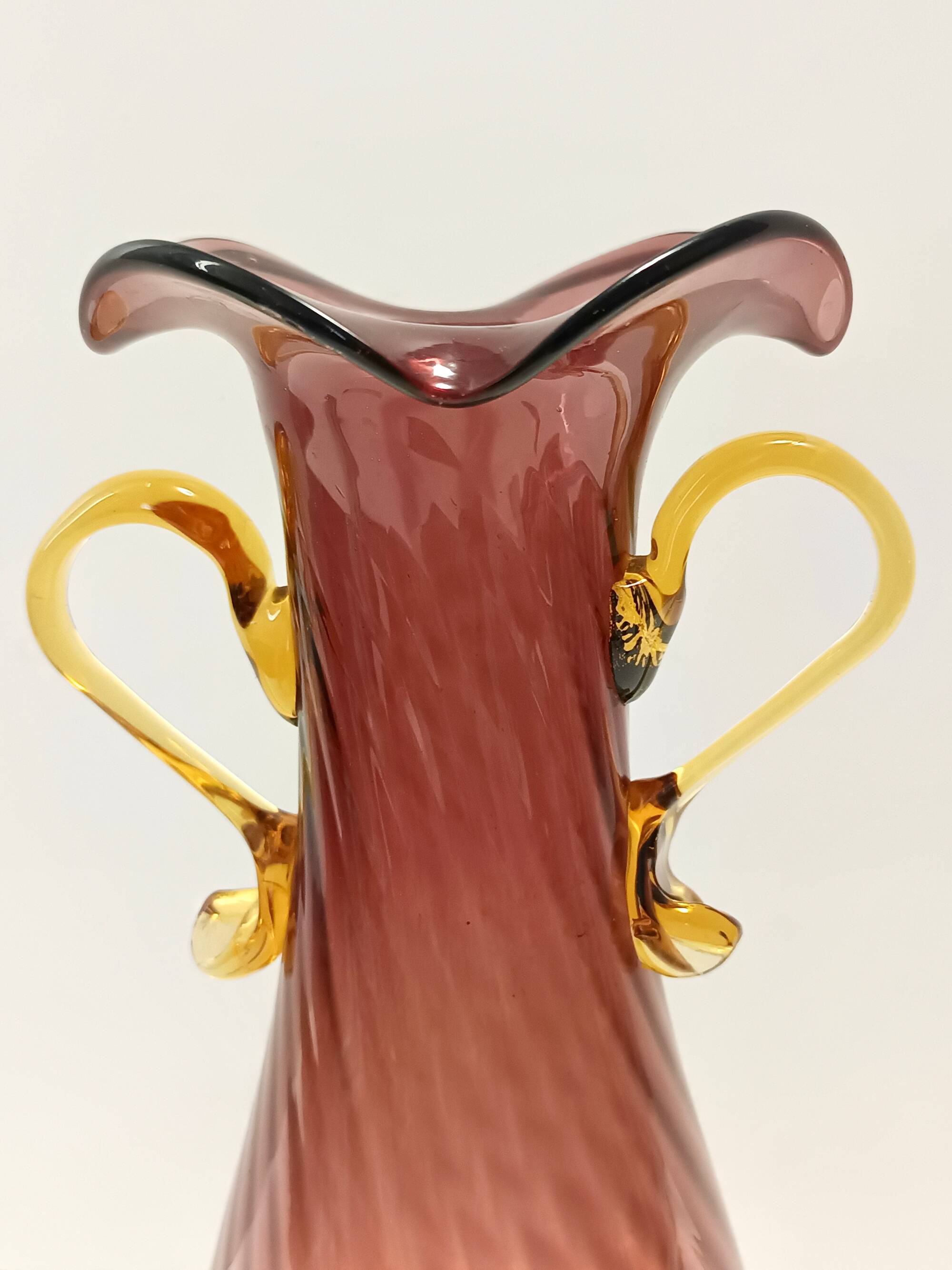 Brown and Yellow Murano Glass Amphora Vase by Fratelli Toso, Italy