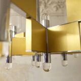 Sciolari brass and glass 8 arm chandelier, 1970s