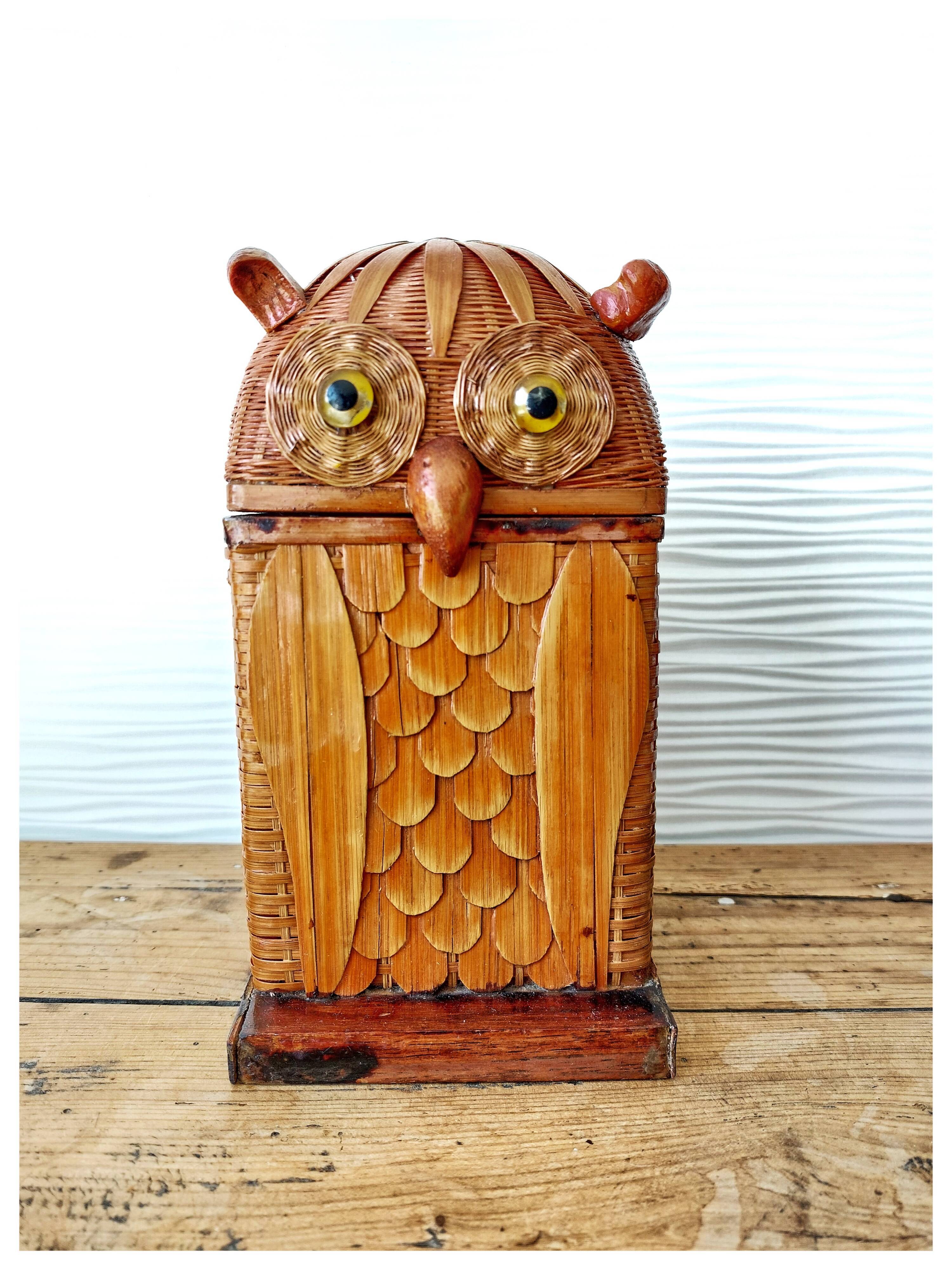 Boîte bois déco rotin