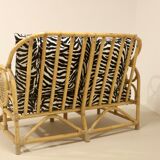Vintage rattan sofa 2 places year 60