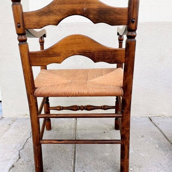 Fauteuil campagnard paillé en chêne