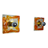 Paire d'appliques Murano Mazzega en verre givré orange, Italie 1970