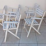 5 vintage wooden garden armchairs gleizes
