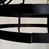 Lustre rustique français vintage forgé à la main en fer forgé noir à 3 lumières 4484