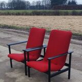 Set 2 vintage Dutch design Impala chair red black Fristho Cor Bontebal