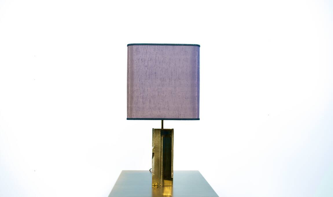 POLISHED/FROSTED BRONZE LAMP MICHEL MANGEMATIN FRANCE 1960