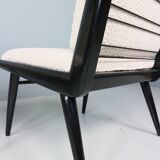 2x 'boomerang' h. mitzlaff, e. schmidt for soloform, bouclé lounge chairs, 1953