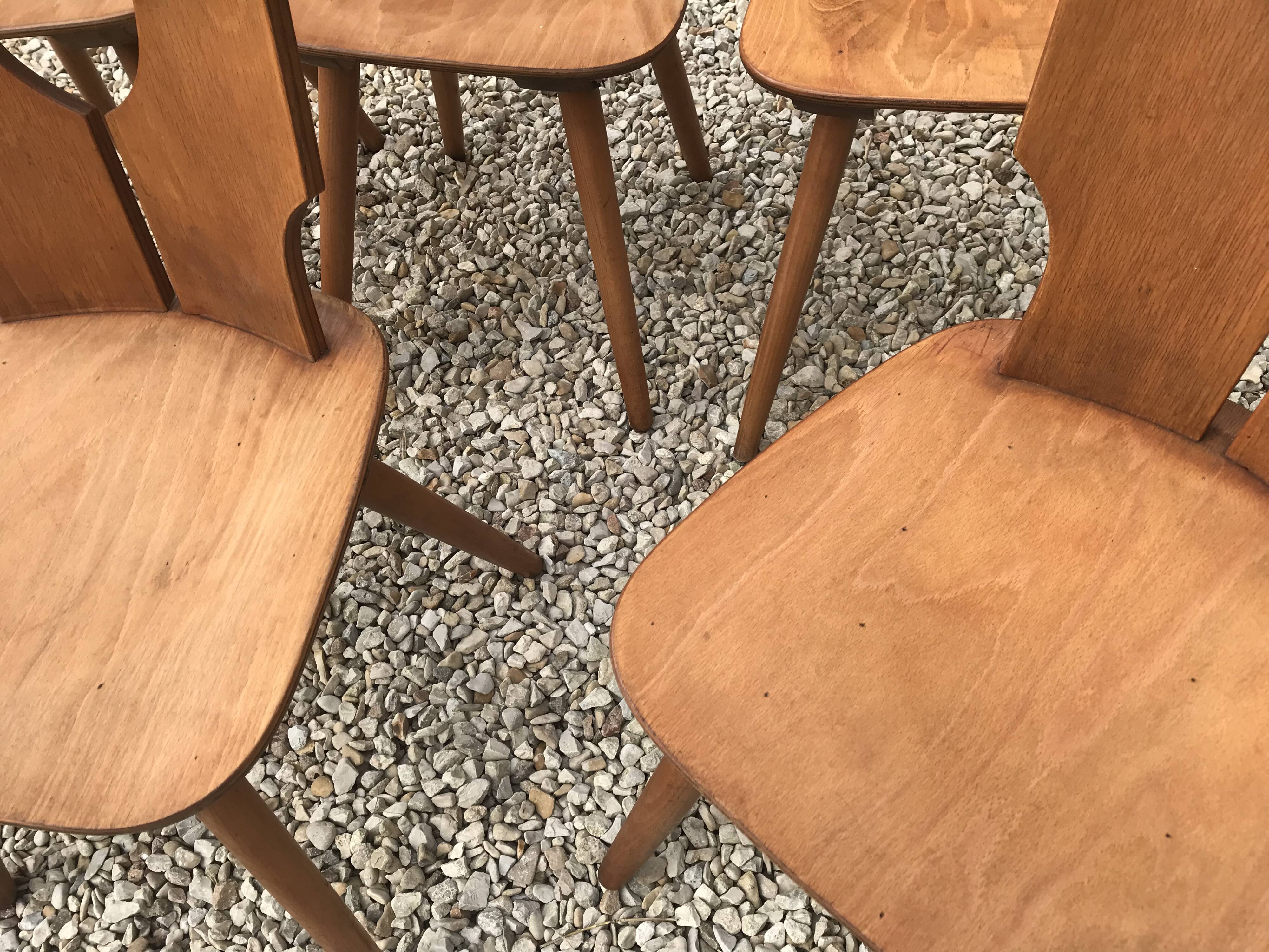 Set of 6 vintage brutalist chairs 1960-1980
