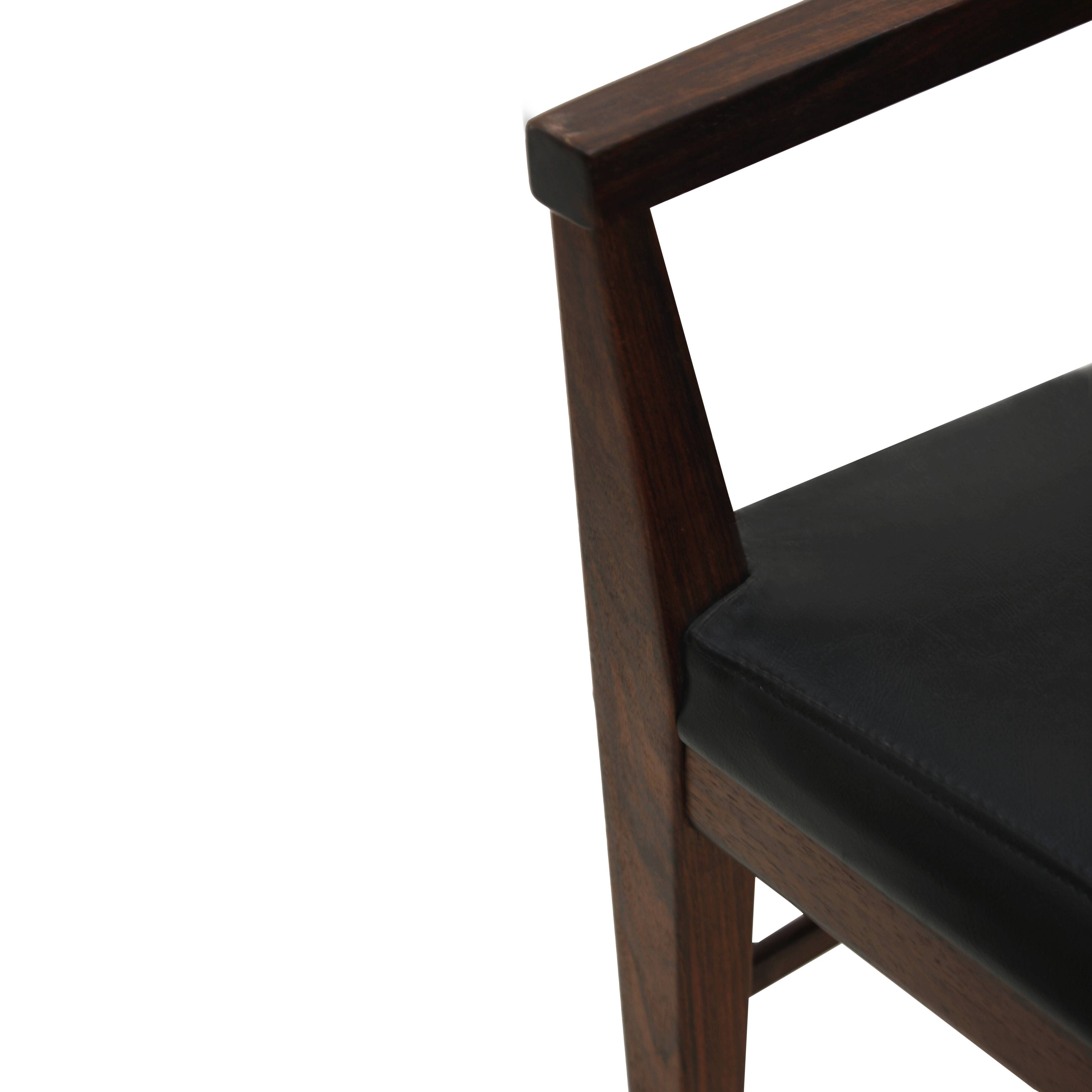 Arne Vodder Mid-Century Modern Set of Six Leather Dyrlund Danish Chairs, 19