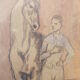 Lithograph after Picasso young man and horse, glass frame after gouache 1906 painter spain