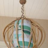 Suspension lustre rotin vintage 1950