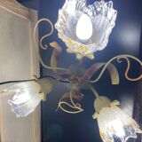 Antique wall light fixture ceiling lamp florentine bouquet floral design 1970