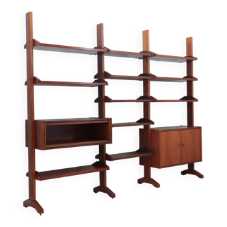 Mid century teak modular bookcase with folding desk 1950s
