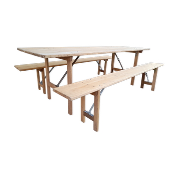 Table and folding benches of bistro guinguette -2m20