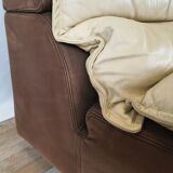 Modular sofa in leather and suede