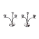 Pair of art deco stainless steel 3-flame candlesticks, Spain, 1970