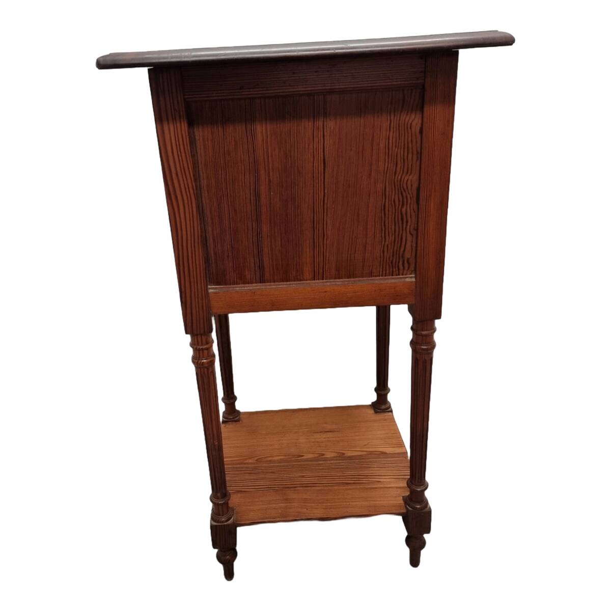 Antique French Bedside Table In Pine And Mahogany, late 19th century