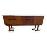 Enfilade Jentique in golden teak, brown wood, 1960s design large mid-century sideboard.