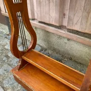 Vintage Wooden Console Table with Lyre Legs — Empire Directoire Style 1960