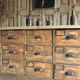 Antique shop cabinet with drawers