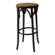 High bistro stool in turned wood and new cane, 1950