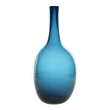 Grand soliflore en verre soufflé bleu par Nicolas Morin, 1981