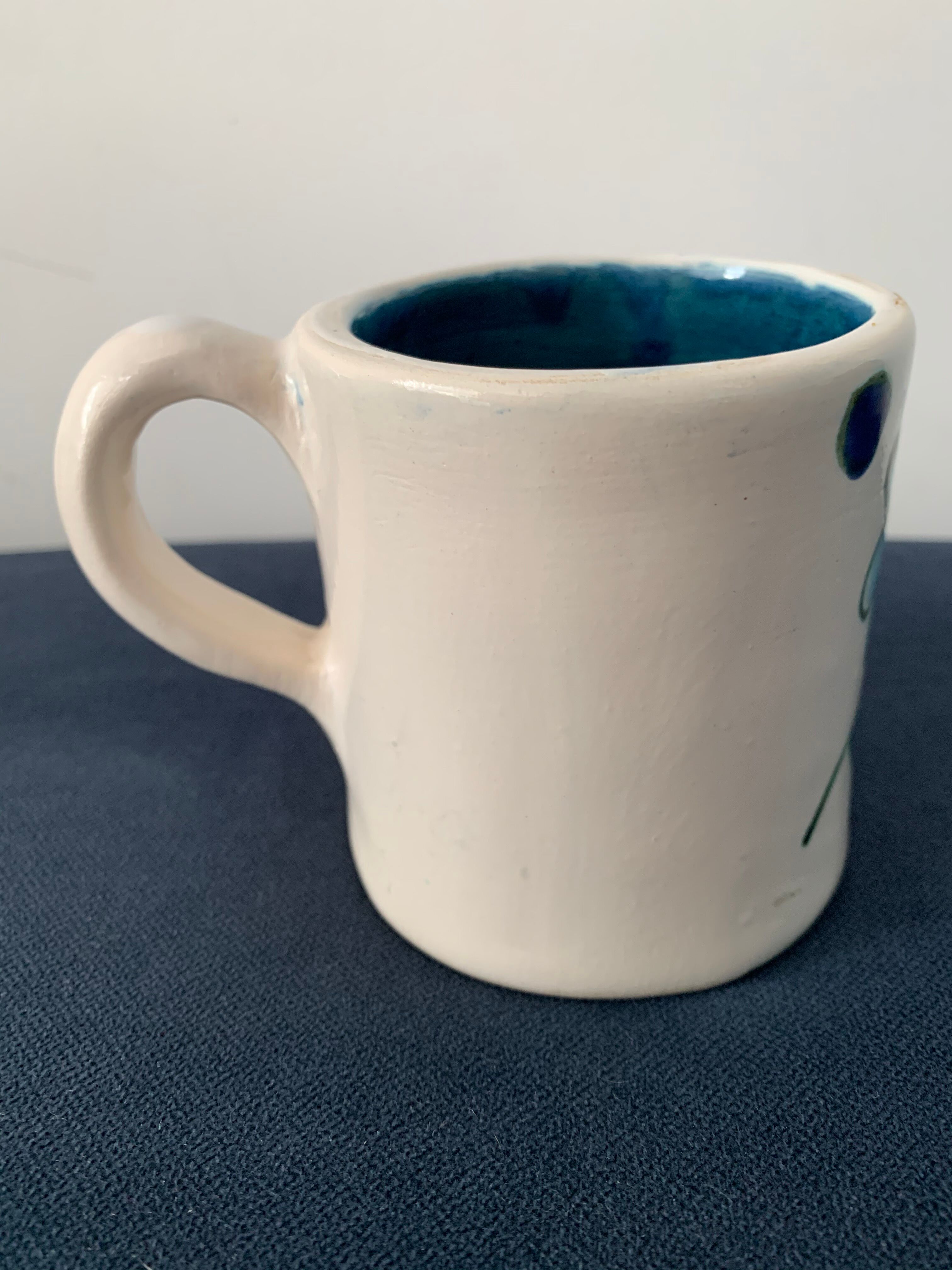 2 cups maja white and blue enamelled ceramic cups