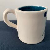 2 cups maja white and blue enamelled ceramic cups