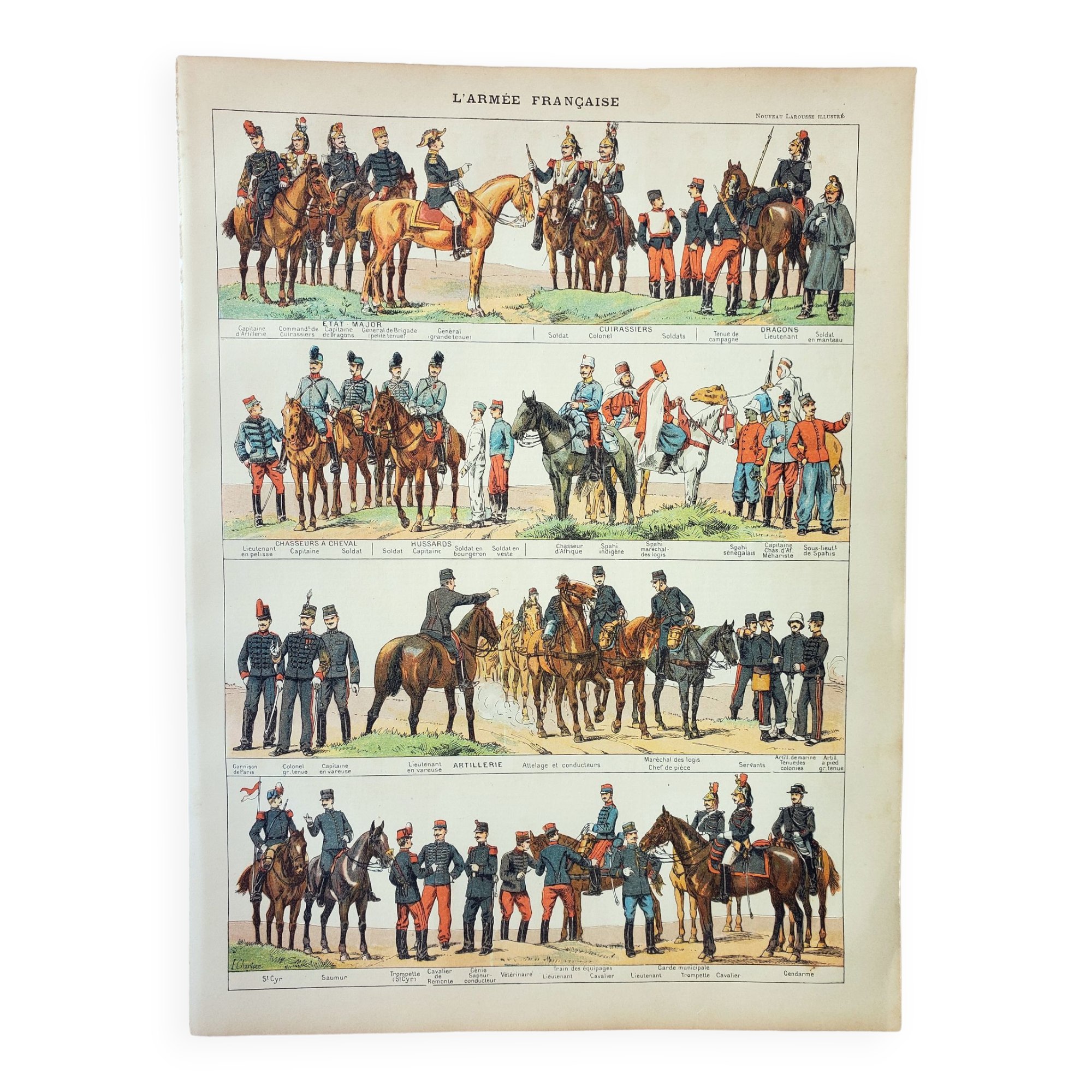 Engraving • Uniforms of the French armies 2 • Original and vintage poster from 1898