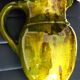 Pitcher vase, thick green glazed terracotta, signature to be identified