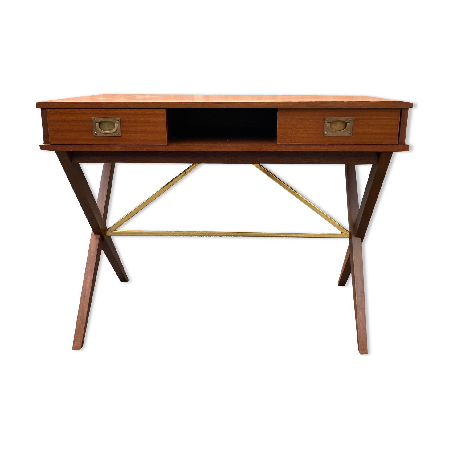 Scandinavian 60s teak desk with 2 drawers.